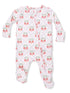 Baby onesie with strawberry pattern and matching footed design in soft, breathable fabric. Ideal for comfort and style.