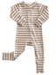 Tan Stripe / Organic Ribbed 2-Way Zip Romper