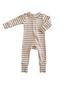 Tan Stripe / Organic Ribbed 2-Way Zip Romper