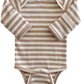 Tan Stripe / Organic Ribbed Long Sleeve Bodysuit