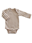 Tan Stripe / Organic Ribbed Long Sleeve Bodysuit