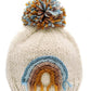 Teal Rainbow Knit Pom Hat