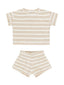 Terry Tee + Shorts Set, Oat Stripe