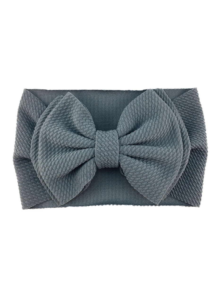 Gray fabric headband with a large, textured bow on the front.