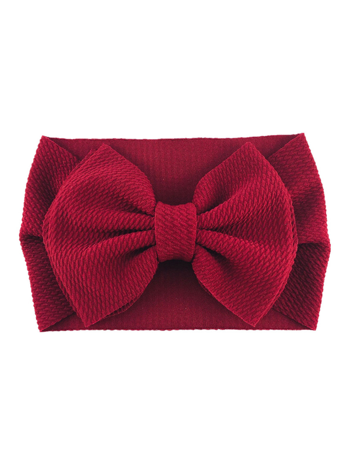 Red textured headband featuring a large bow in the center.