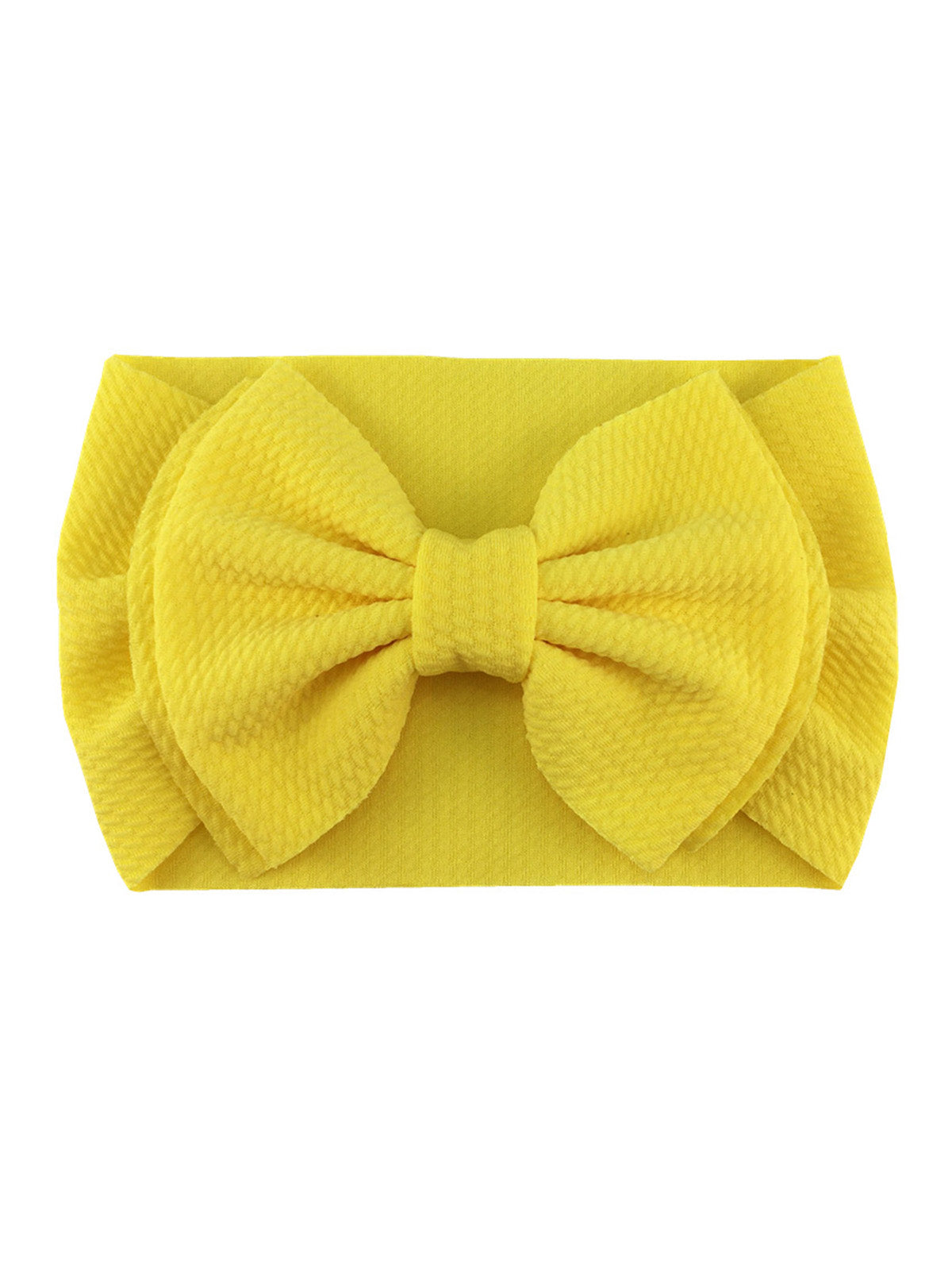 Yellow headband with a large bow, suitable for children and stylish accessories.