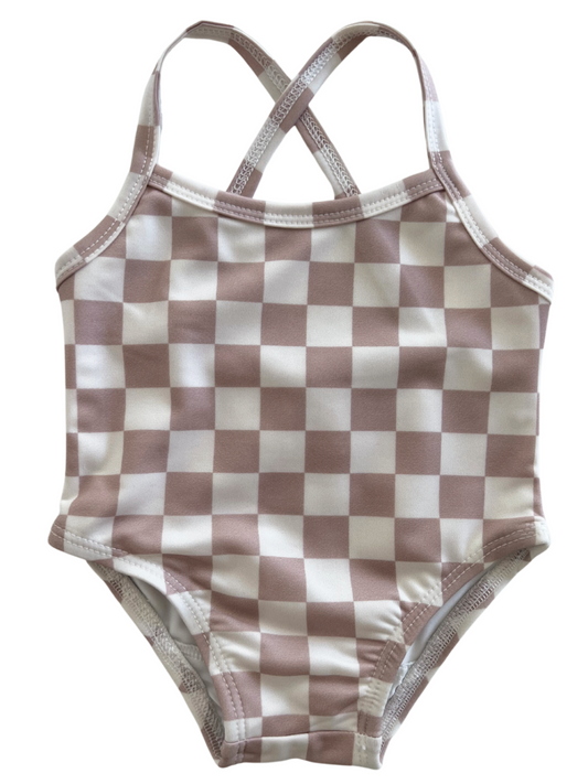 Tiramisu Checkerboard / Marina Swimsuit / UPF 50+