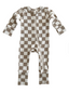 Tiramisu Checkerboard / Organic 2-Way Zip Romper