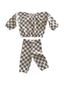 Tiramisu Checkerboard / Organic Mode Top + Pant Set