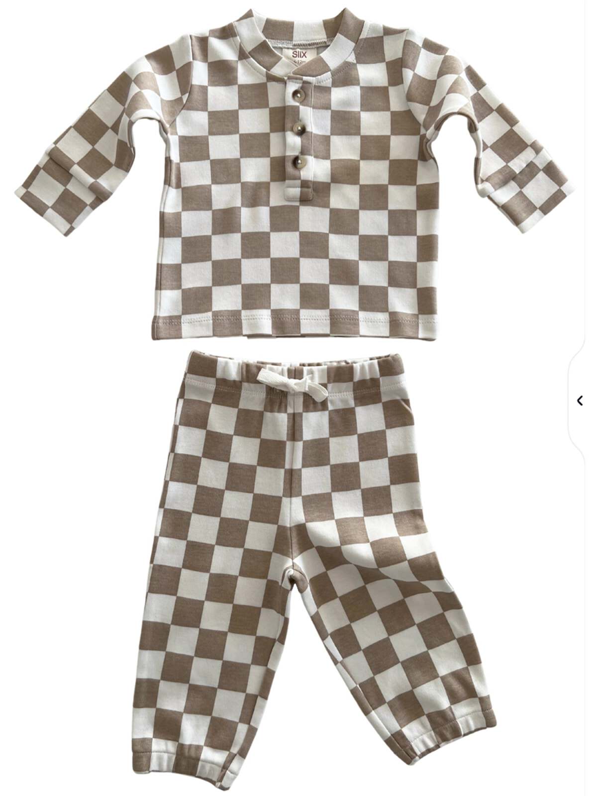 Tiramisu Checkerboard / Organic Wells Top + Pant Set