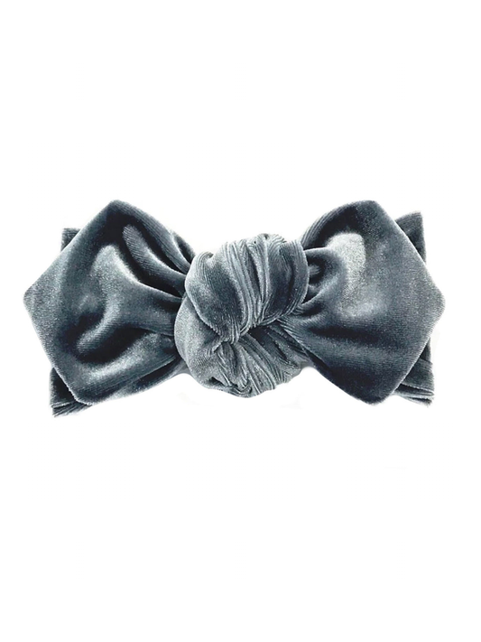 Top Knot Headband, Grey Velvet