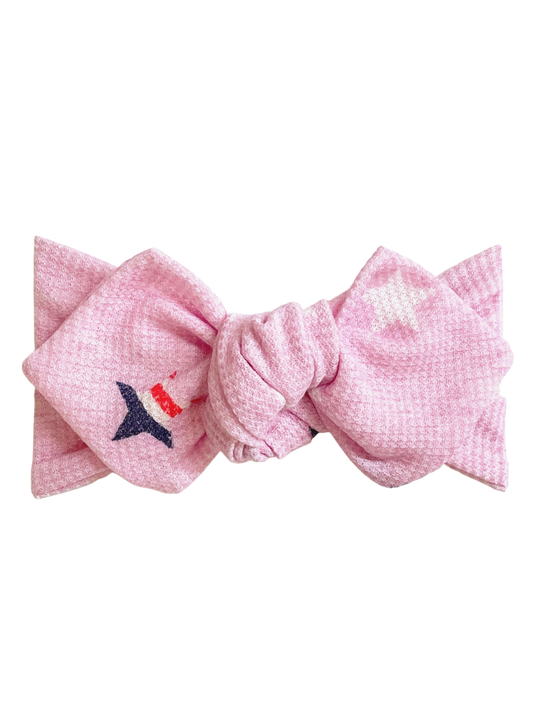 Top Knot Headband, Pink Stars