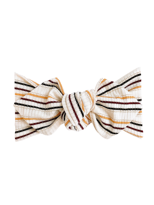 Top Knot Headband, Ribbed Autumn Shimmer Stripes