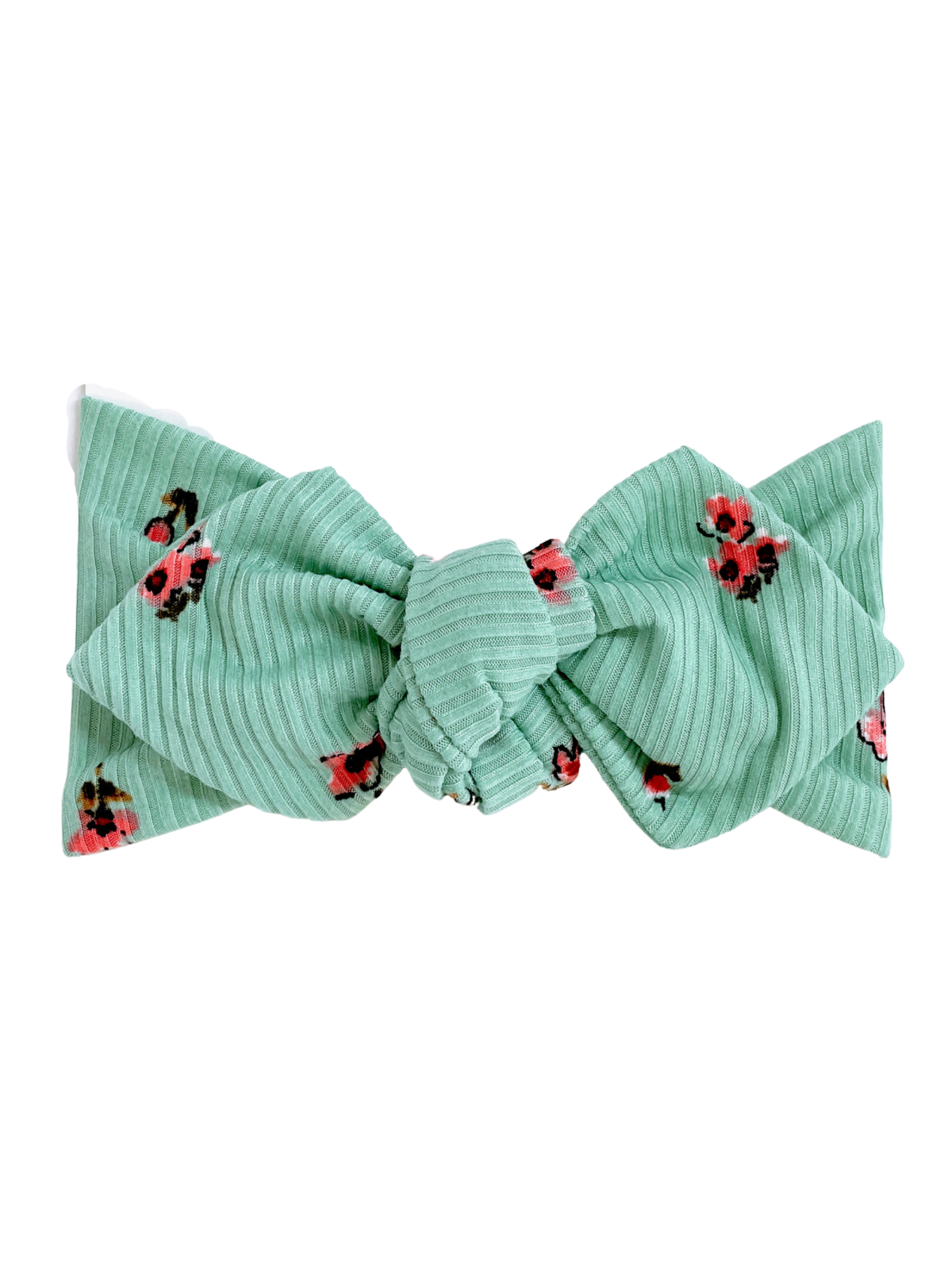 Top Knot Headband, Ribbed Mint Floral