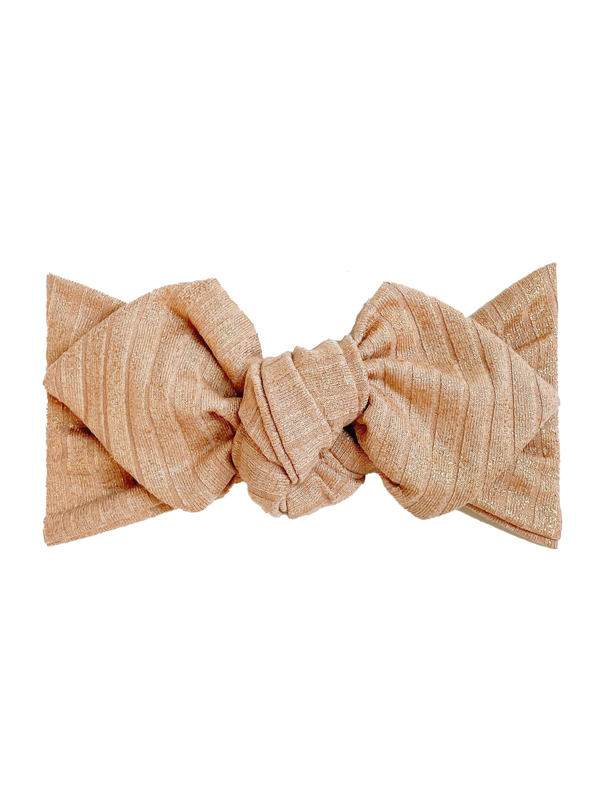 Top Knot Headband, Ribbed Nude Gold Shimmer