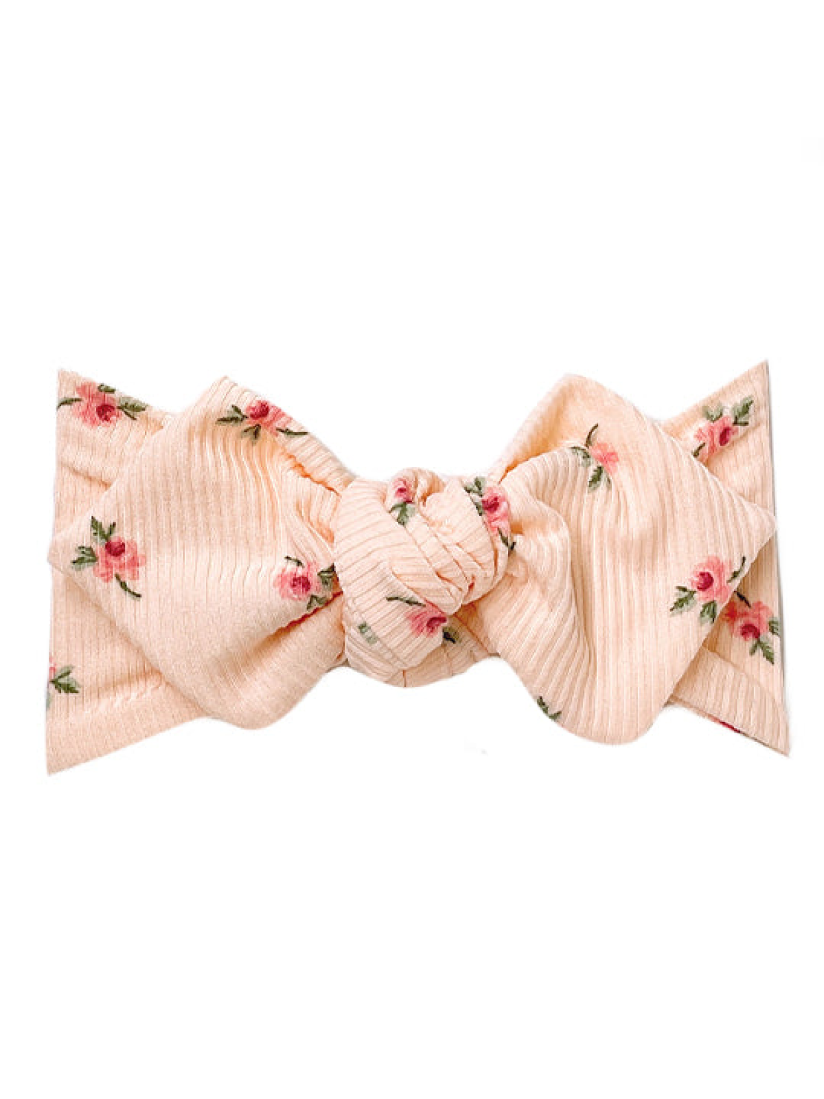 Top Knot Headband, Ribbed Peach Floral