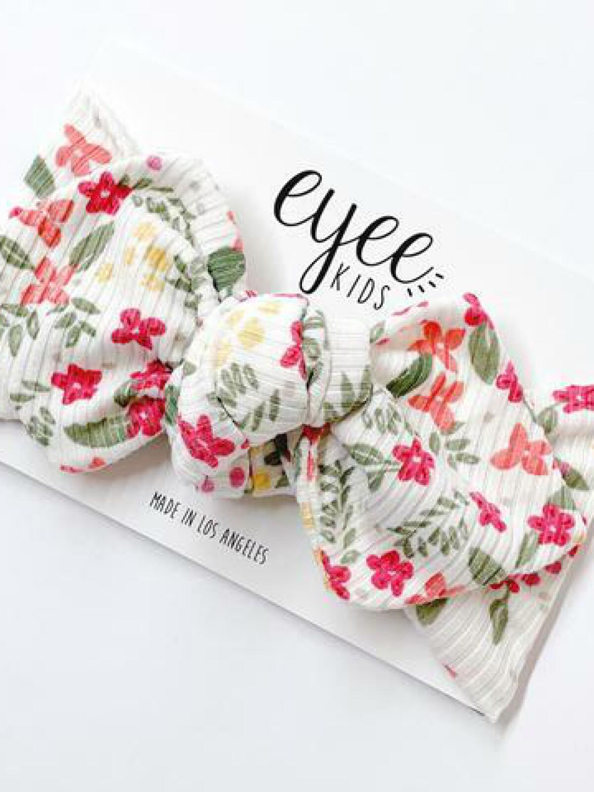 Top Knot Headband, Ribbed Tropical Floral