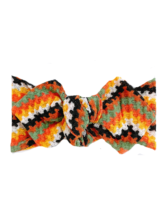 Top Knot Headband, Waffle Autumn Aztec