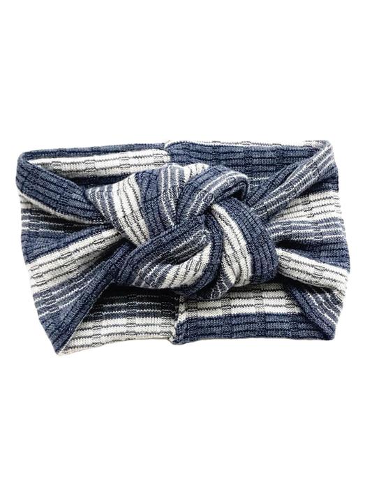 Twist Knot Headband, Blue Ombre Stripe