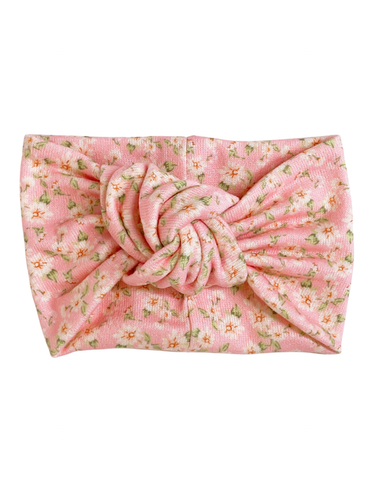 Twist Knot Headband, Pink Floral