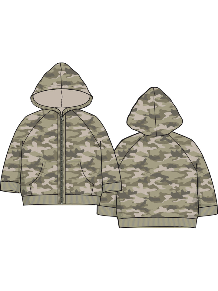 French Terry Zip Hoodie, Camo