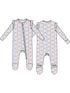 Ruffle Sleeve 2-Way Zip Footie, Anna Floral Stripe