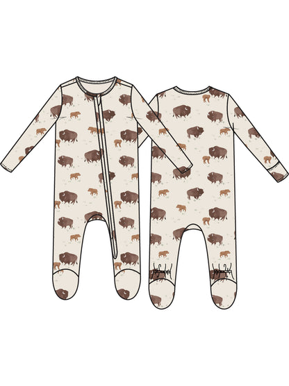 2-Way Zip Footie, American Buffalo