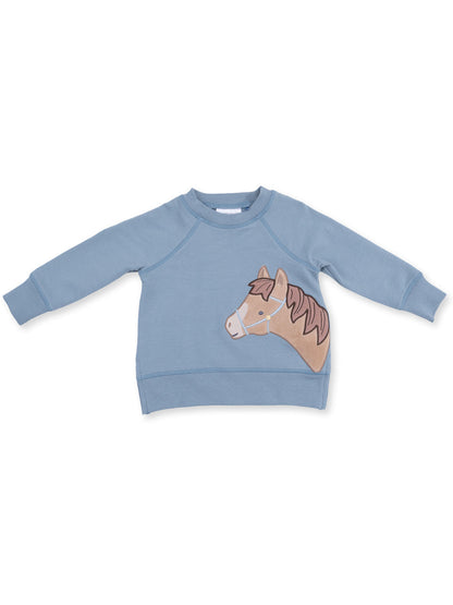 Raglan Sweatshirt, Blue Horse Head