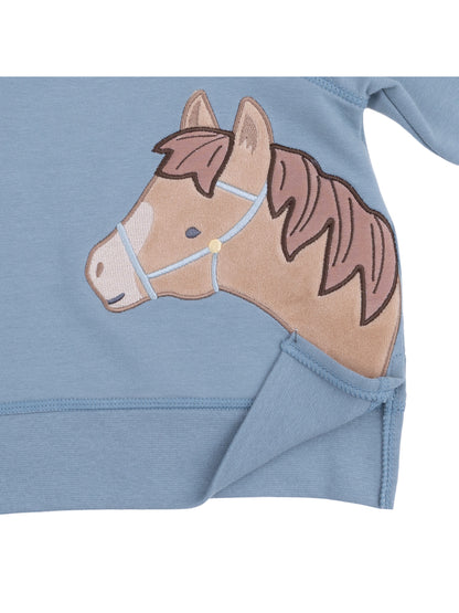 Raglan Sweatshirt, Blue Horse Head