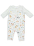 Contrast Sleeve Romper, Baby Farm Faces