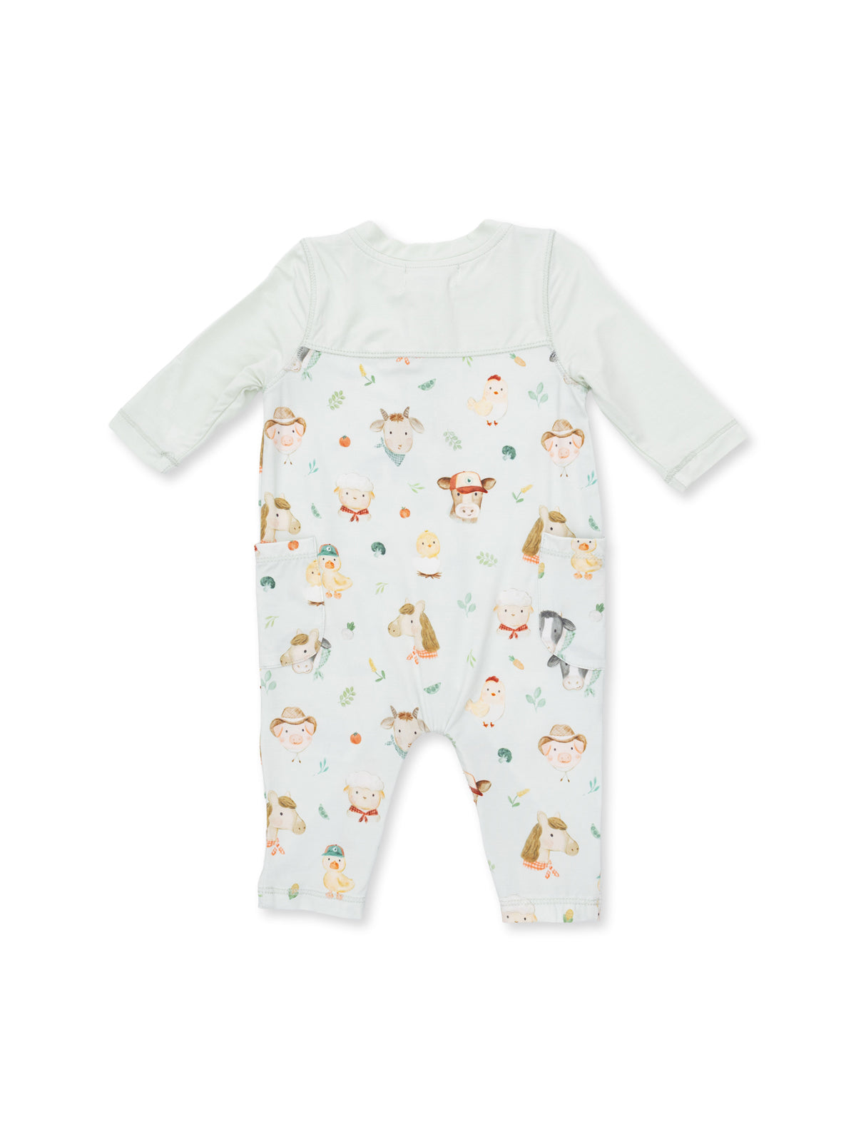 Contrast Sleeve Romper, Baby Farm Faces