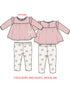Long Sleeve Sweatshirt with Ruffles and Leggings, Veiled Pink Bows