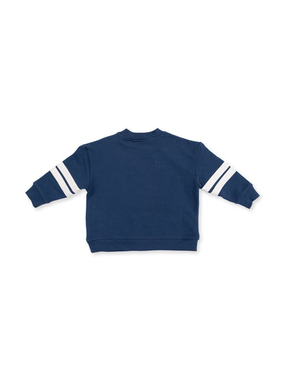 Drop Sleeve Varsity Stripe Sweatshirt, Football Helmets Blue