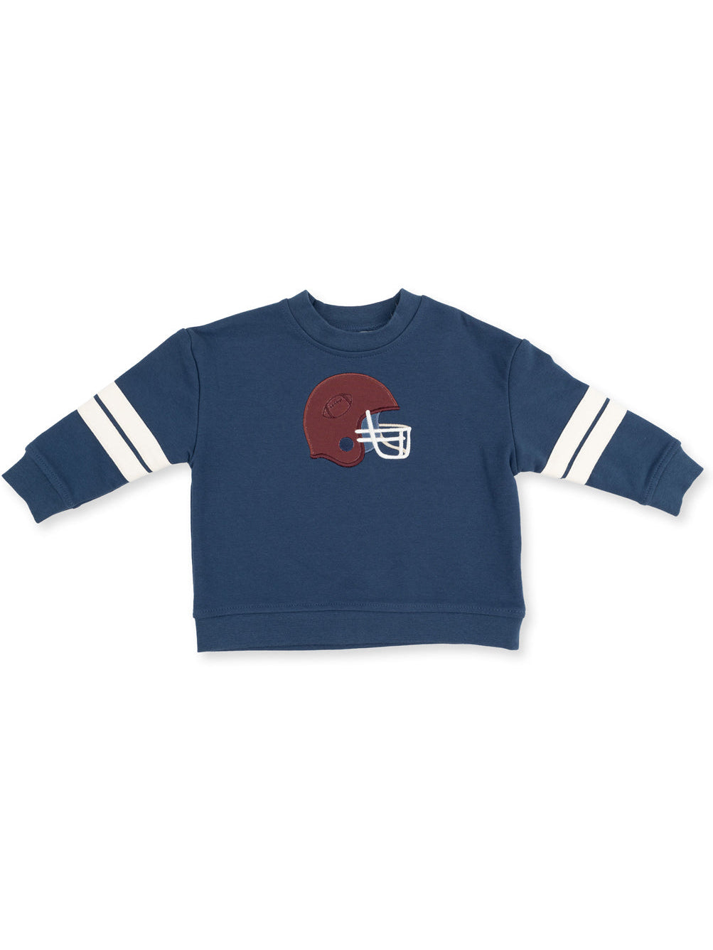 Drop Sleeve Varsity Stripe Sweatshirt, Football Helmets Maroon