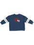 Drop Sleeve Varsity Stripe Sweatshirt, Football Helmets Maroon