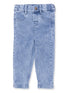Light blue children's jeans with a classic five-pocket design and button closure.