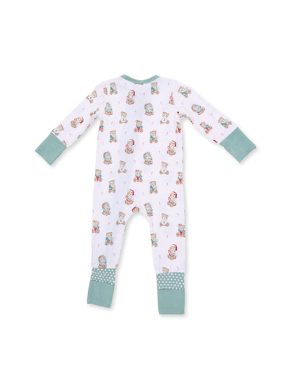 2-Way Zip Romper, Christmas Teddy Bears Uni