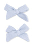 2-Pack Hair Bows w/Clips, Sheer Blue Ribbed