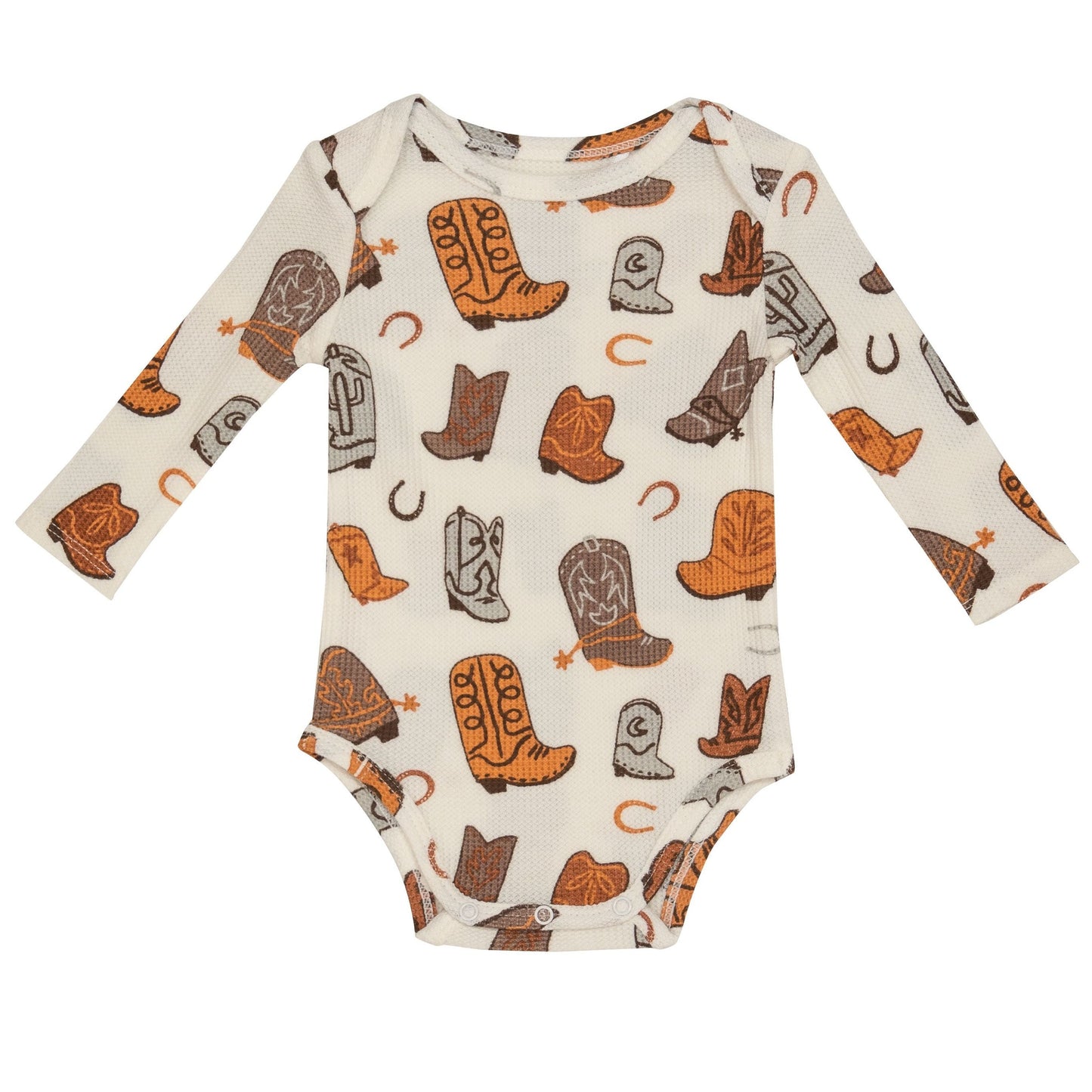 Thermal Long Sleeve Bodysuit, Brown Cowboy Boots
