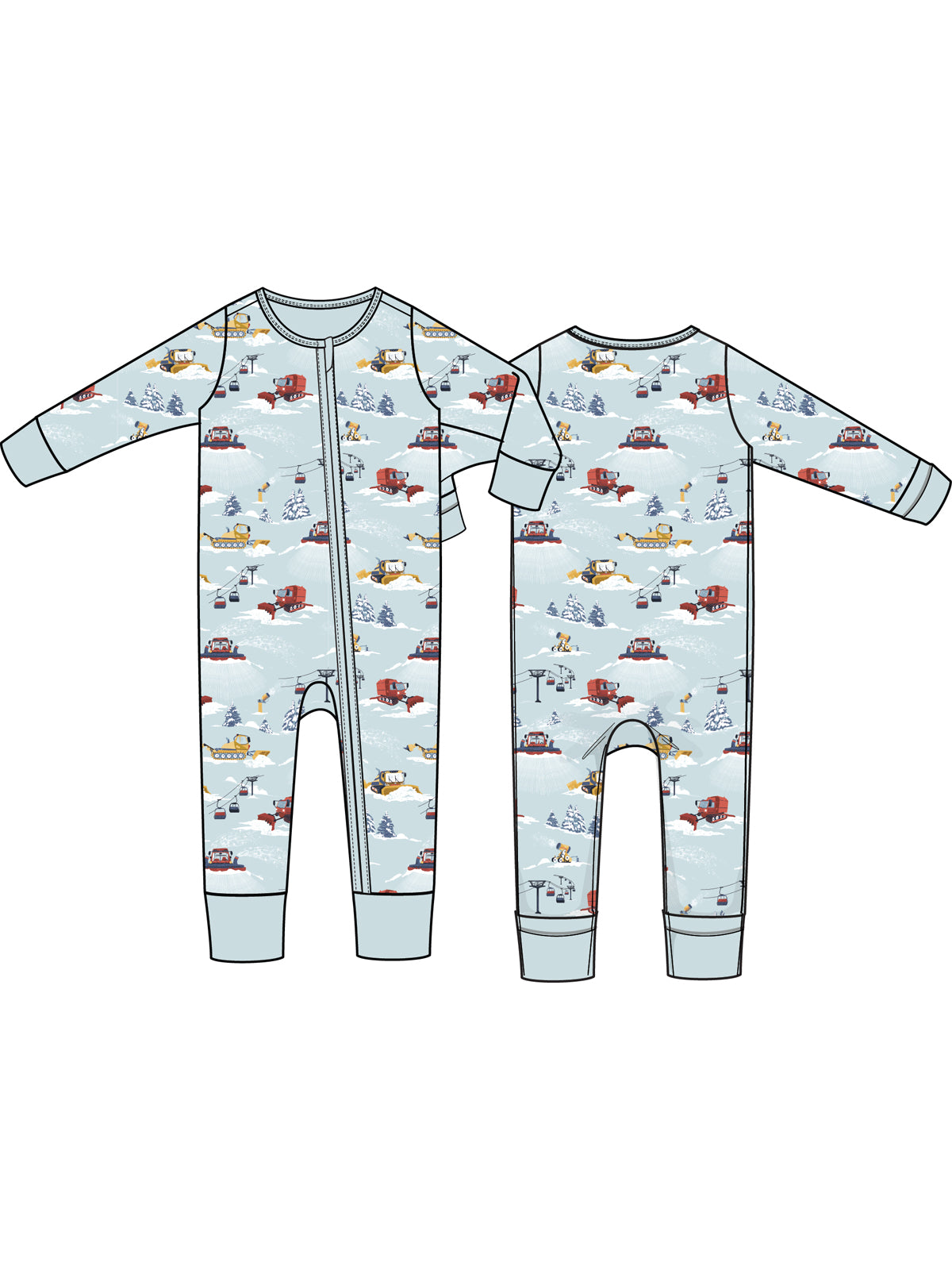 2-Way Zip Romper, Snow Machines
