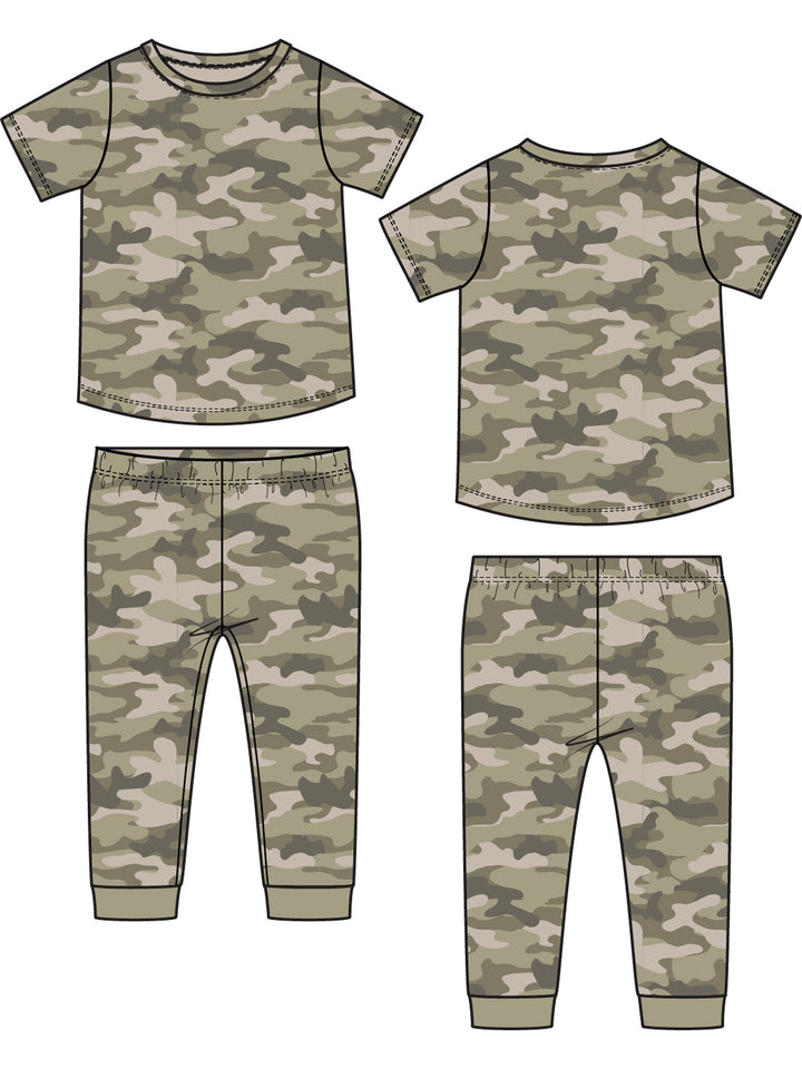 Short Sleeve Loungewear Set, Camo
