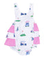 Ruffle Sunsuit, Vintage Golf Carts Pink