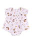 Smocked Ruffle Bubble w/ Skirt, Vintage Animal Faces Pink