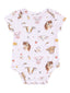 Short Sleeve Bodysuit, Vintage Animal Faces Pink