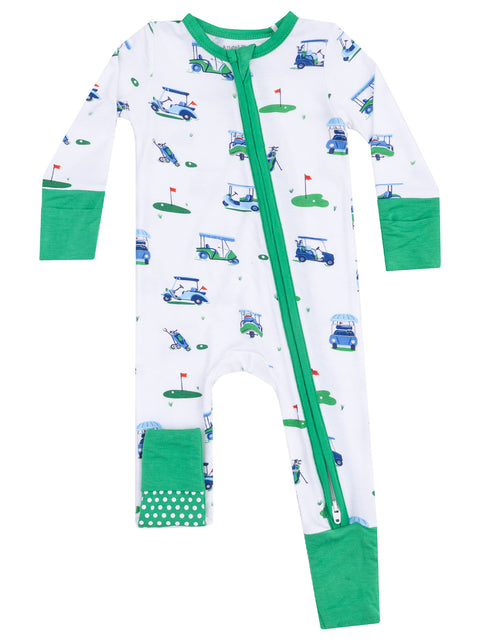 2-Way Zip Bamboo Romper- Golf Things