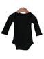 Organic Waffle Long Sleeve Bodysuit, Black