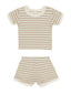 Waffle Shortie Set, Oat Stripe