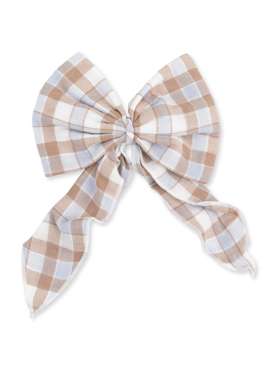 Large Bow Hair Clip, Western Plaid