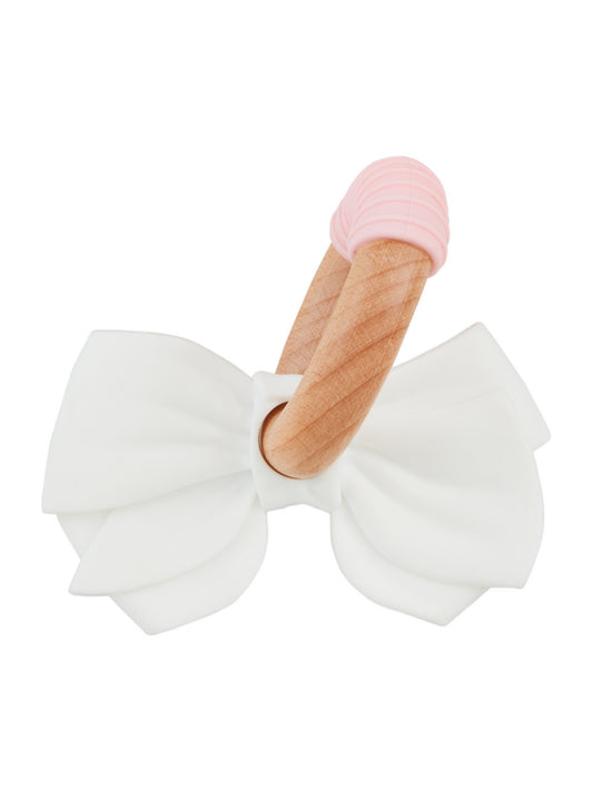 White Bow Silicone Ring Teether
