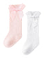 2-Pack Bow Socks, Pink & White